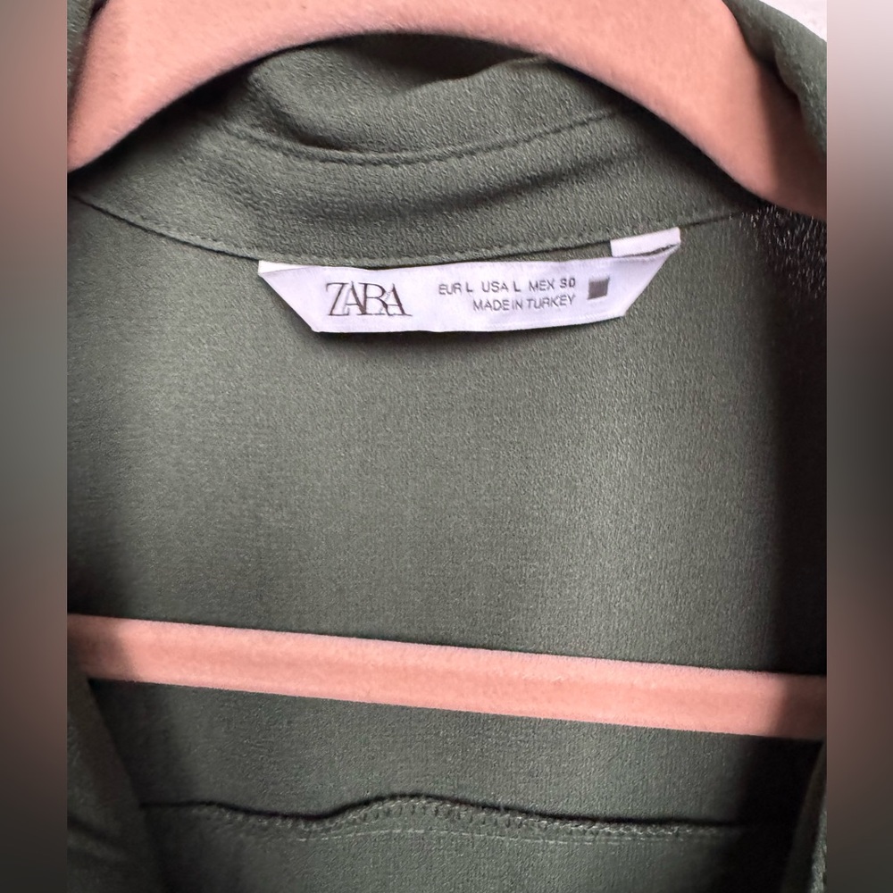 Zara Forest Green Shirt Dress - Picture 3 of 3